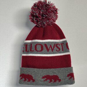 Yellowstone National Park Knit Beanie Hat Acrylic‎ Spellout Bear Pom Pom